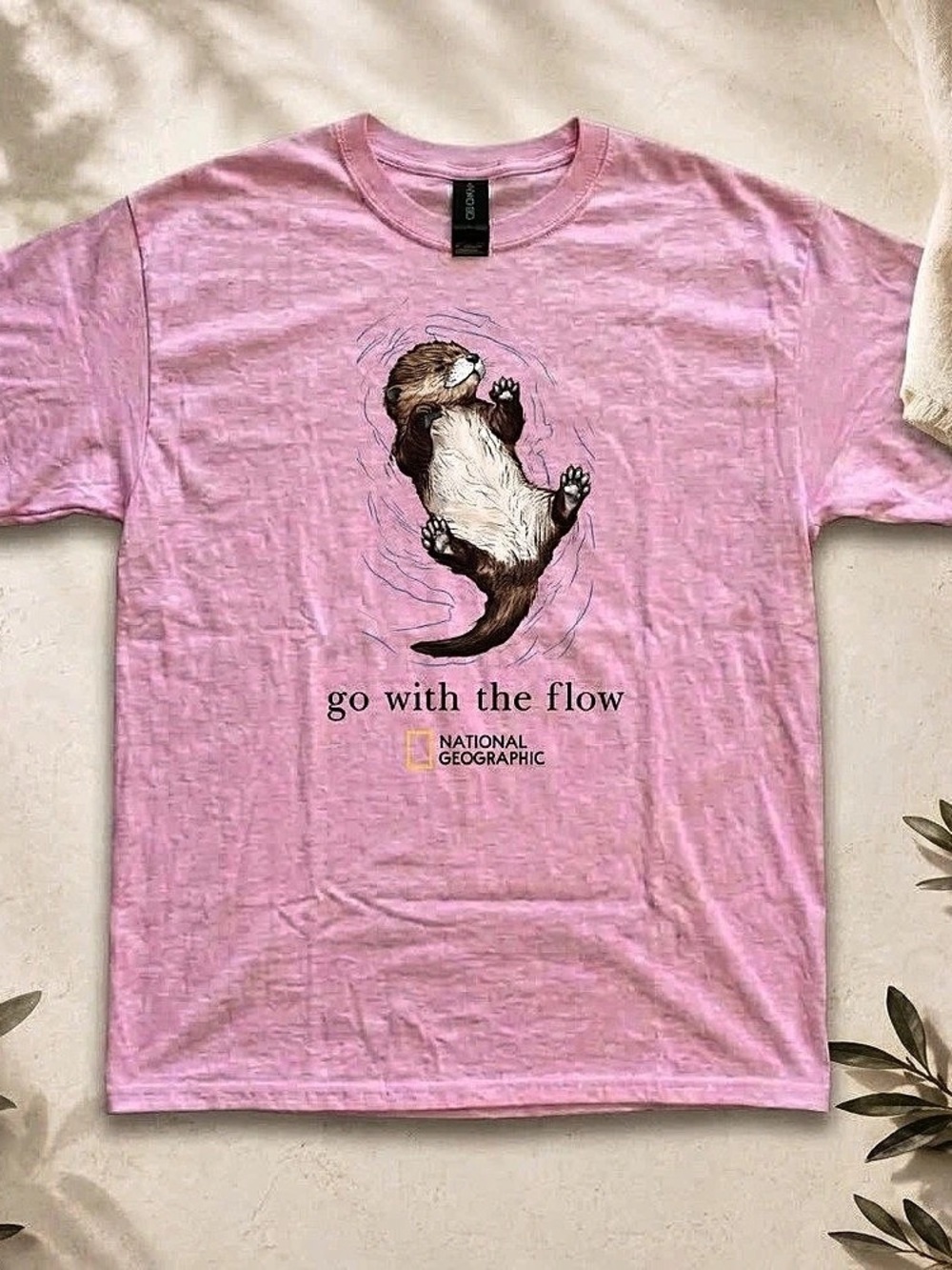 National Geographic Sea Otter Go With The Flow Pink Graphic Tee